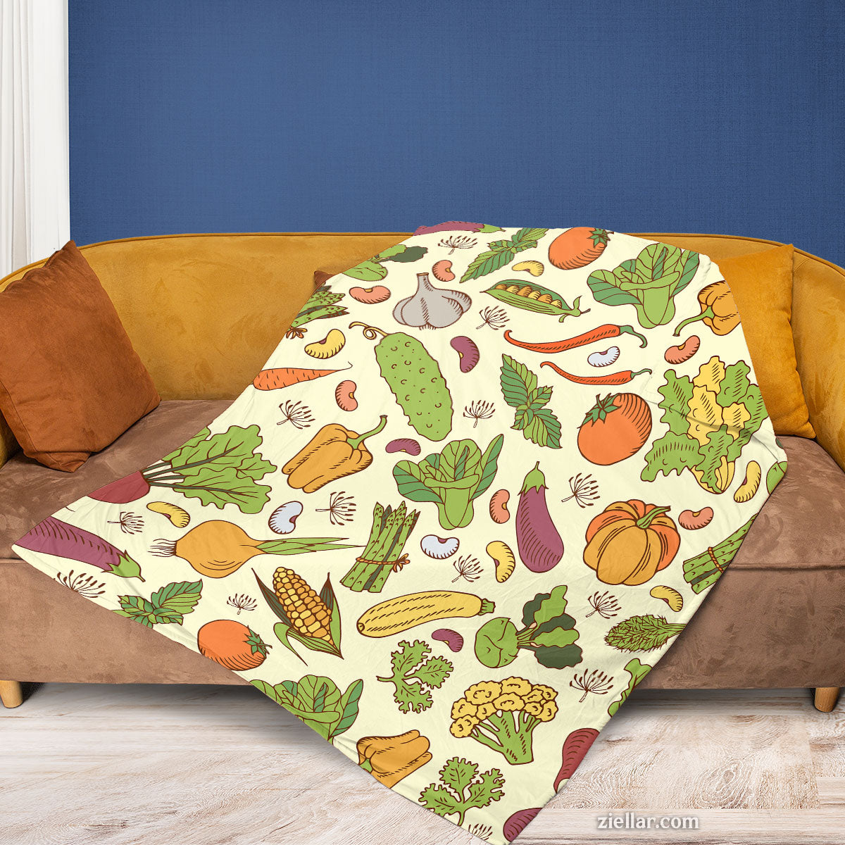 Vegetable Pattern Quilt Blanket, Fleece Blanket Garden Veggie Lover Design