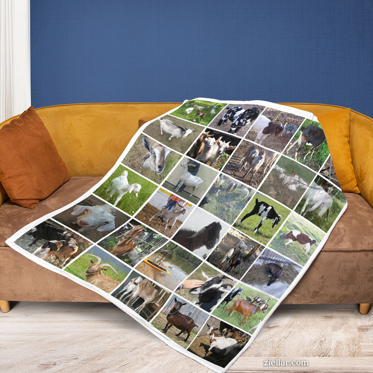 Farm Animal Photo Collage Quilt Blanket, Fleece Blanket Country Life Design