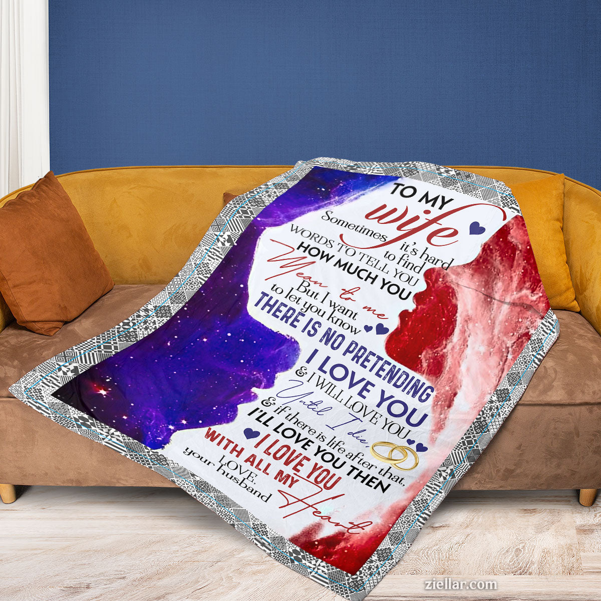 To My Wife Quilt Blanket, Fleece Blanket Romantic Galaxy Gift from Husband, Personalized