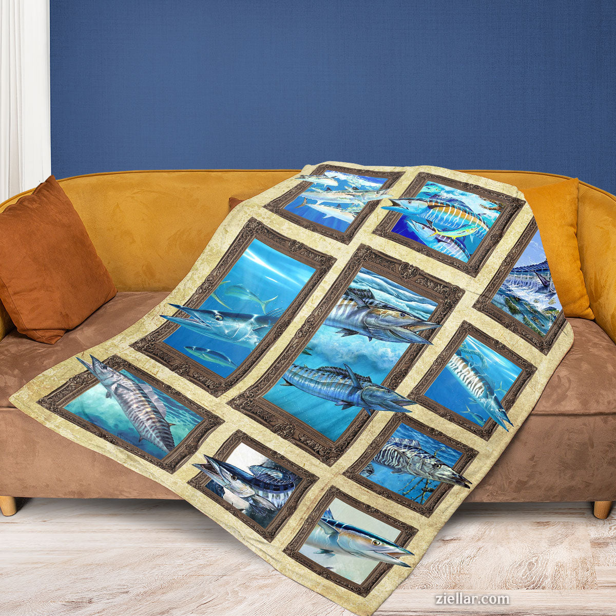 Shark Adventure Quilt Blanket, Fleece Blanket Ocean Animal Gift for Boys and Nature Fans
