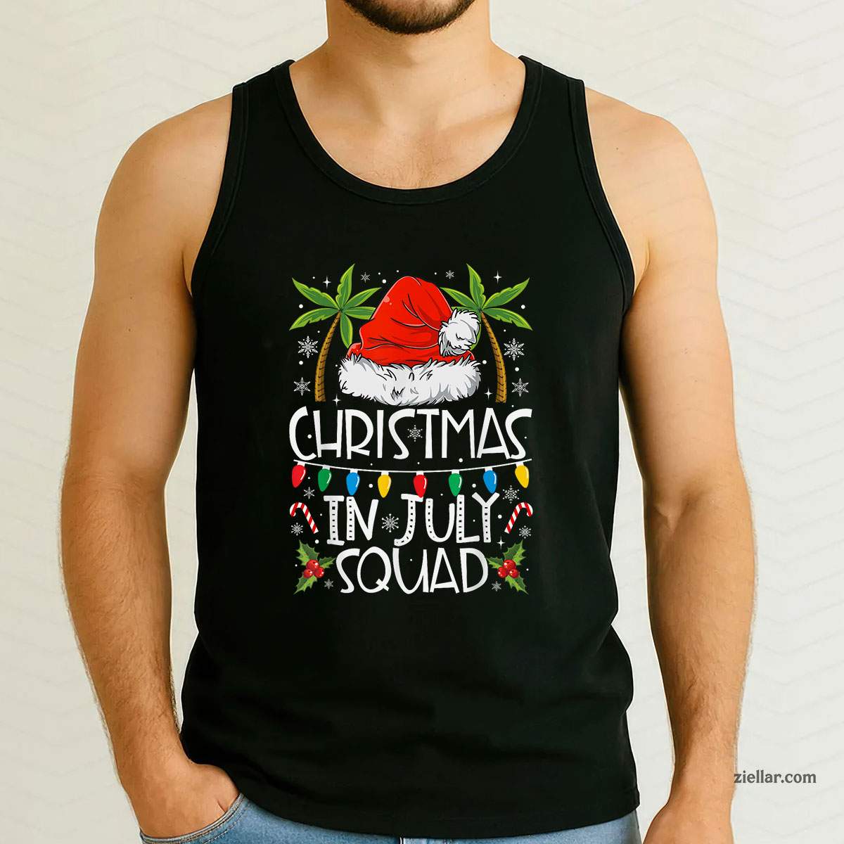Christmas In July Squad Funny Summer Xmas Men Women Tank Top Shirt Funny Christmas in July Tee and Tank Top Shirt for Men Women Adults