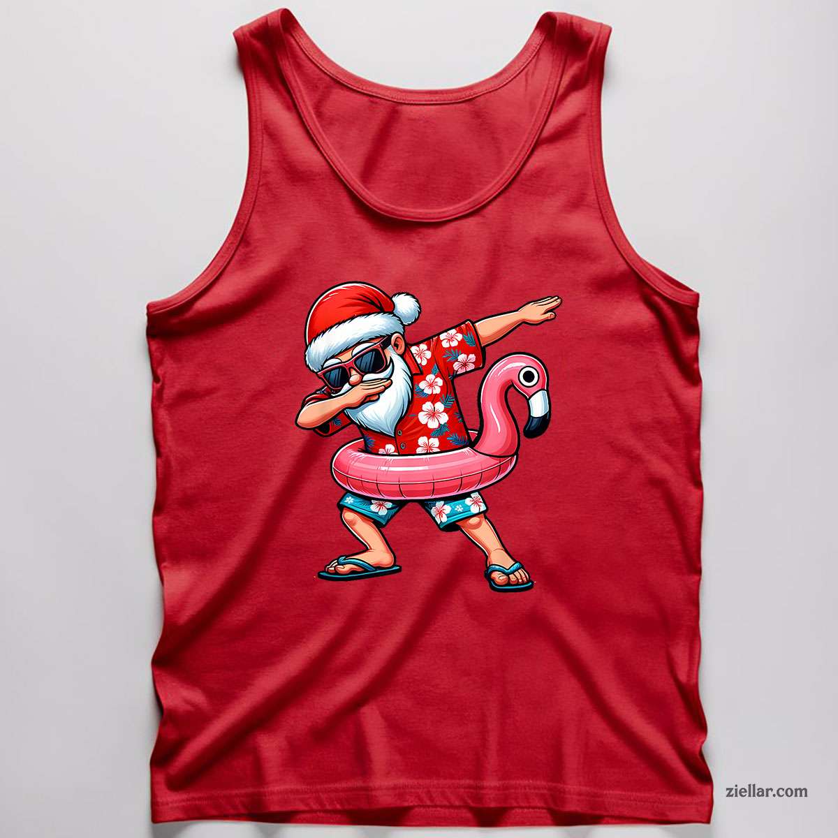 Dabbing Santa Christmas in July Hawaiian Xmas Dab Men Tank Top Shirt Funny Christmas in July Tee and Tank Top Shirt for Men Women Adults