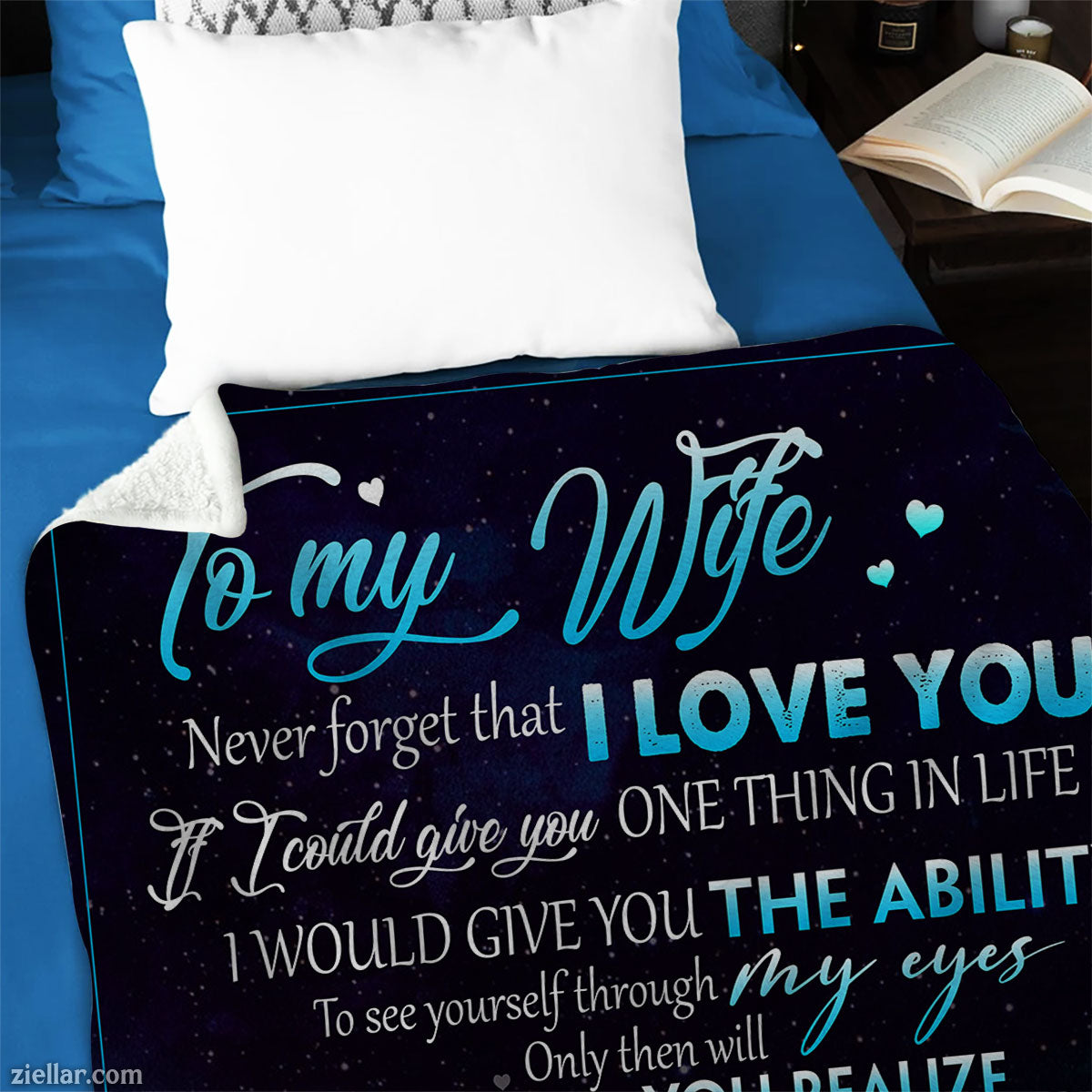 To My Wife Quilt Blanket, Fleece Blanket with Starry Sky, Holding Hands and Deep Love