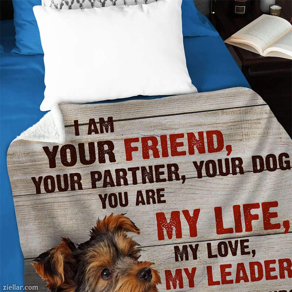 Yorkshire Terrier Quilt Blanket, Fleece Blanket with Dog Quote for Pet Lovers and Owners