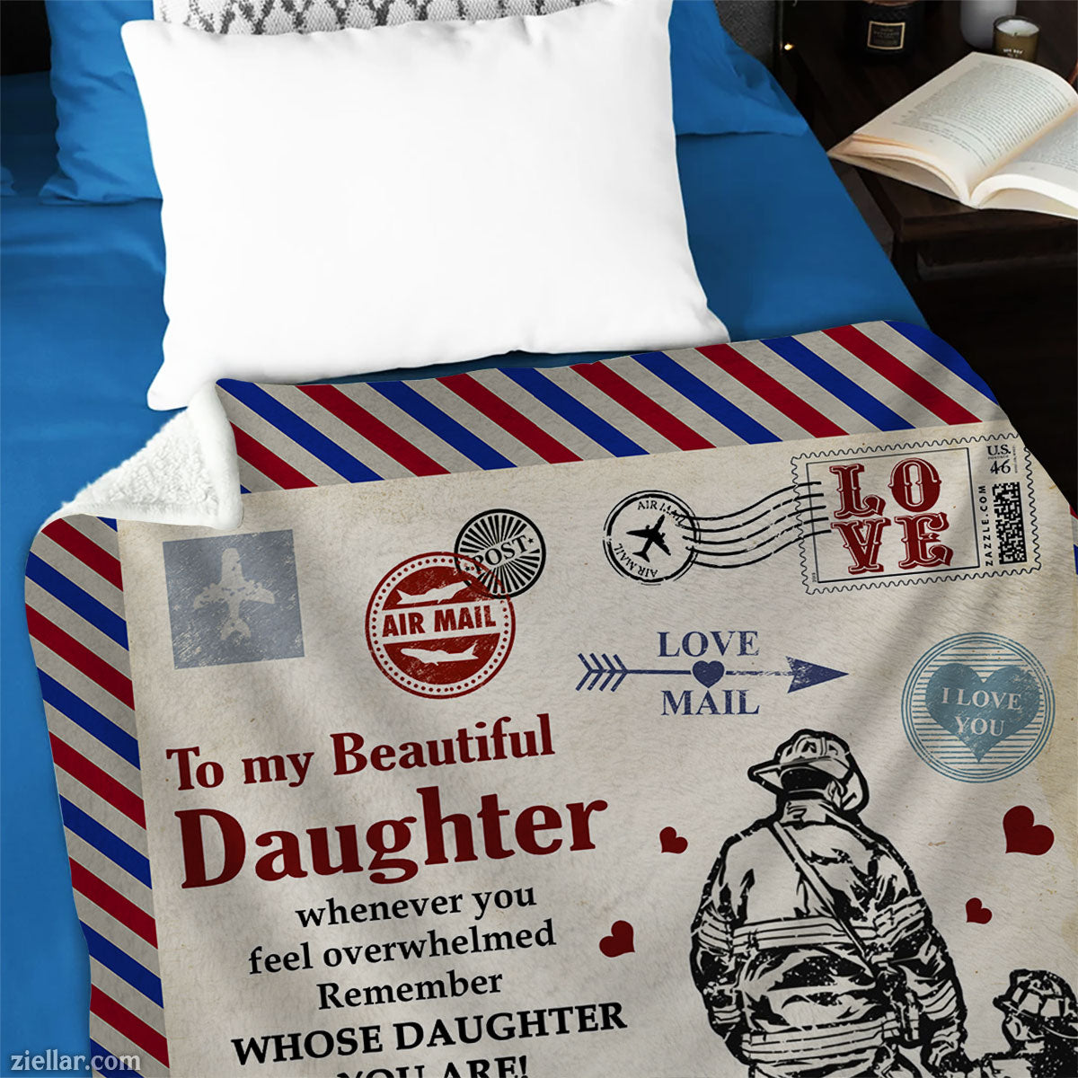 To My Beautiful Daughter Quilt Blanket, Fleece Blanket Gift from Dad with Love Letter, Personalized
