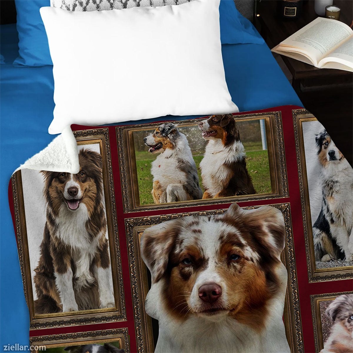 Australian Shepherd Dog Quilt Blanket, Fleece Blanket Gift for Pet Moms, Custome Name Option