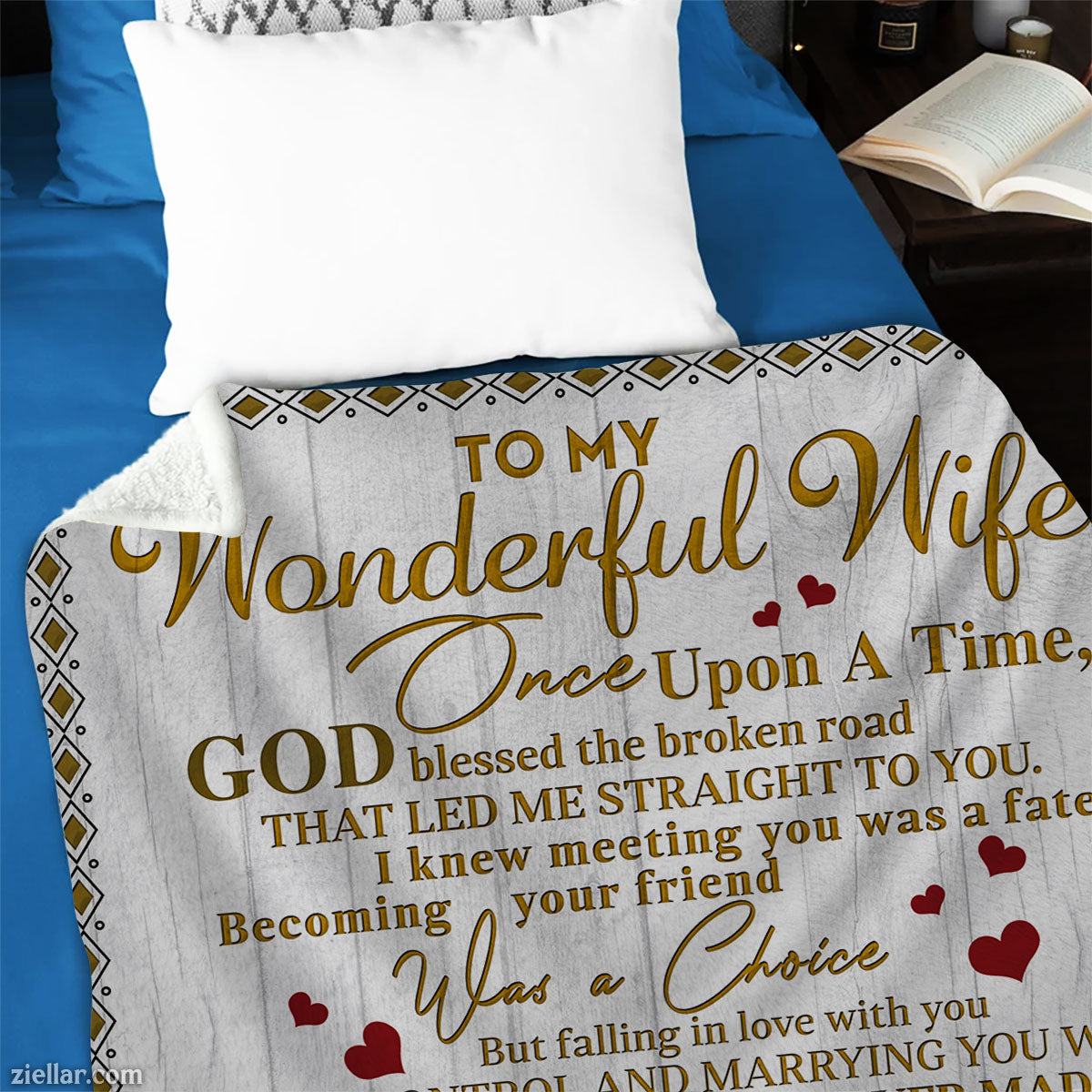 To My Wonderful Wife Quilt Blanket, Fleece Blanket Gift from Husband with Love Note, Personalized