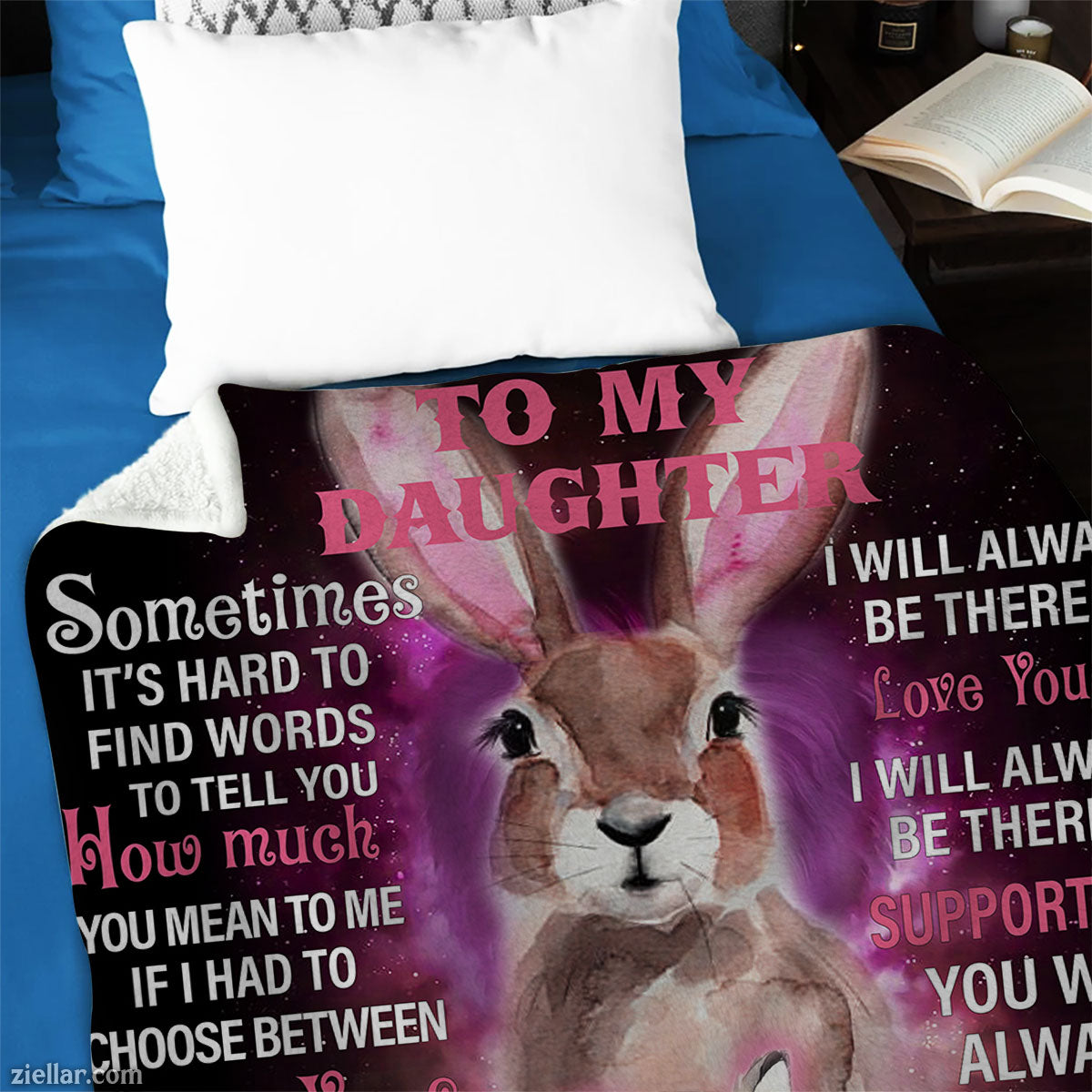 To My Mom Quilt Blanket, Fleece Blanket Gift from Daughter with Pink Galaxy Theme, Custome Name
