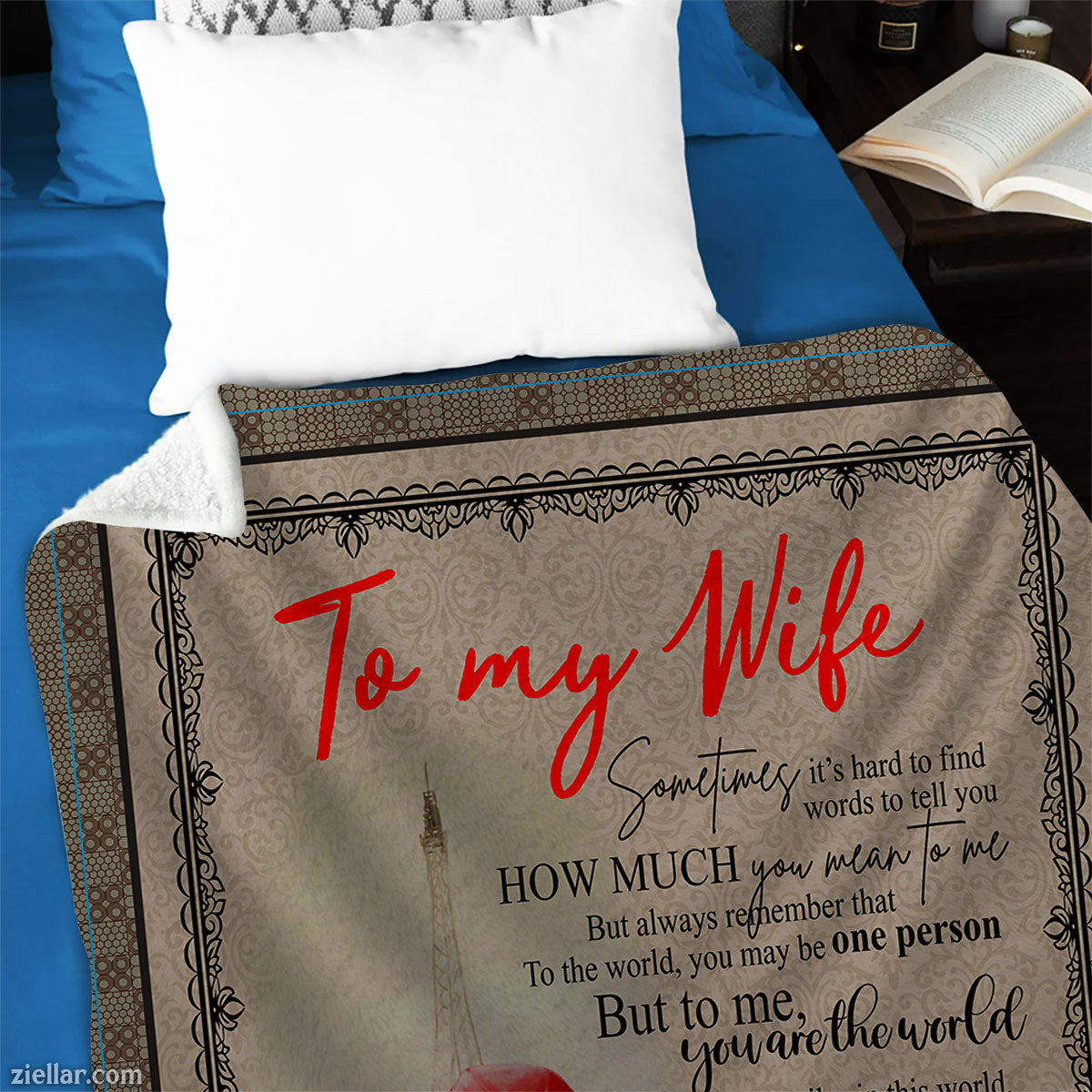 To My Wife Quilt Blanket, Fleece Blanket Love Letter Theme Gift, Personalized Custome Name