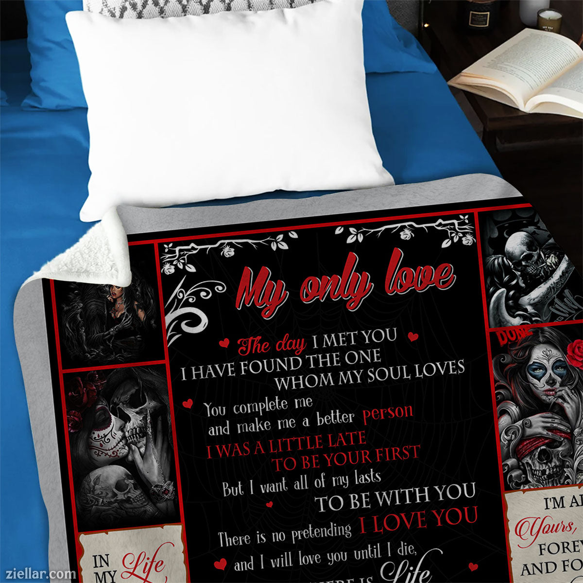 To My Wife Quilt Blanket, Fleece Blanket Gift from Husband Red Black Romantic Theme, Custome Name