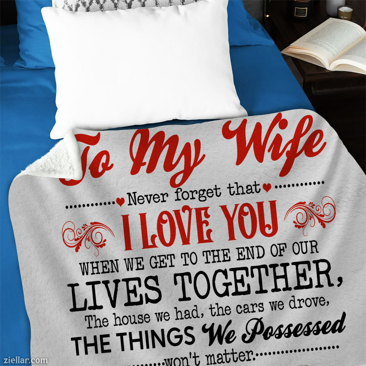 To My Wife Quilt Blanket, Fleece Blanket Graduation Theme Gift from Husband, Custome Name Option