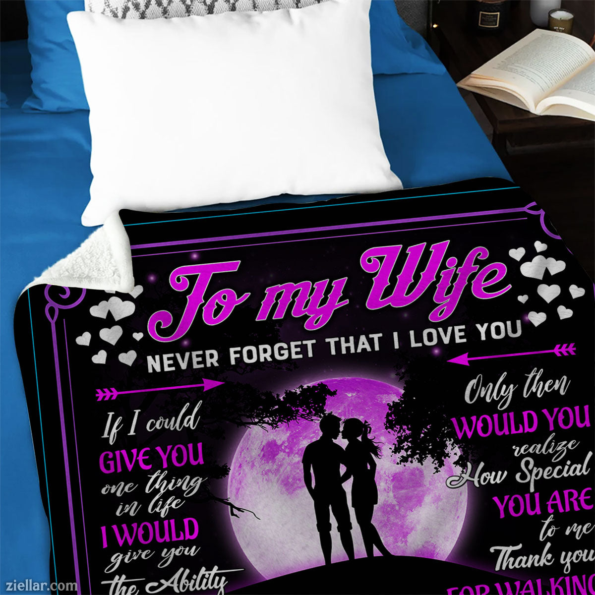 To My Wife Quilt Blanket, Fleece Blanket Purple Romantic Gift from Husband, Custome Name