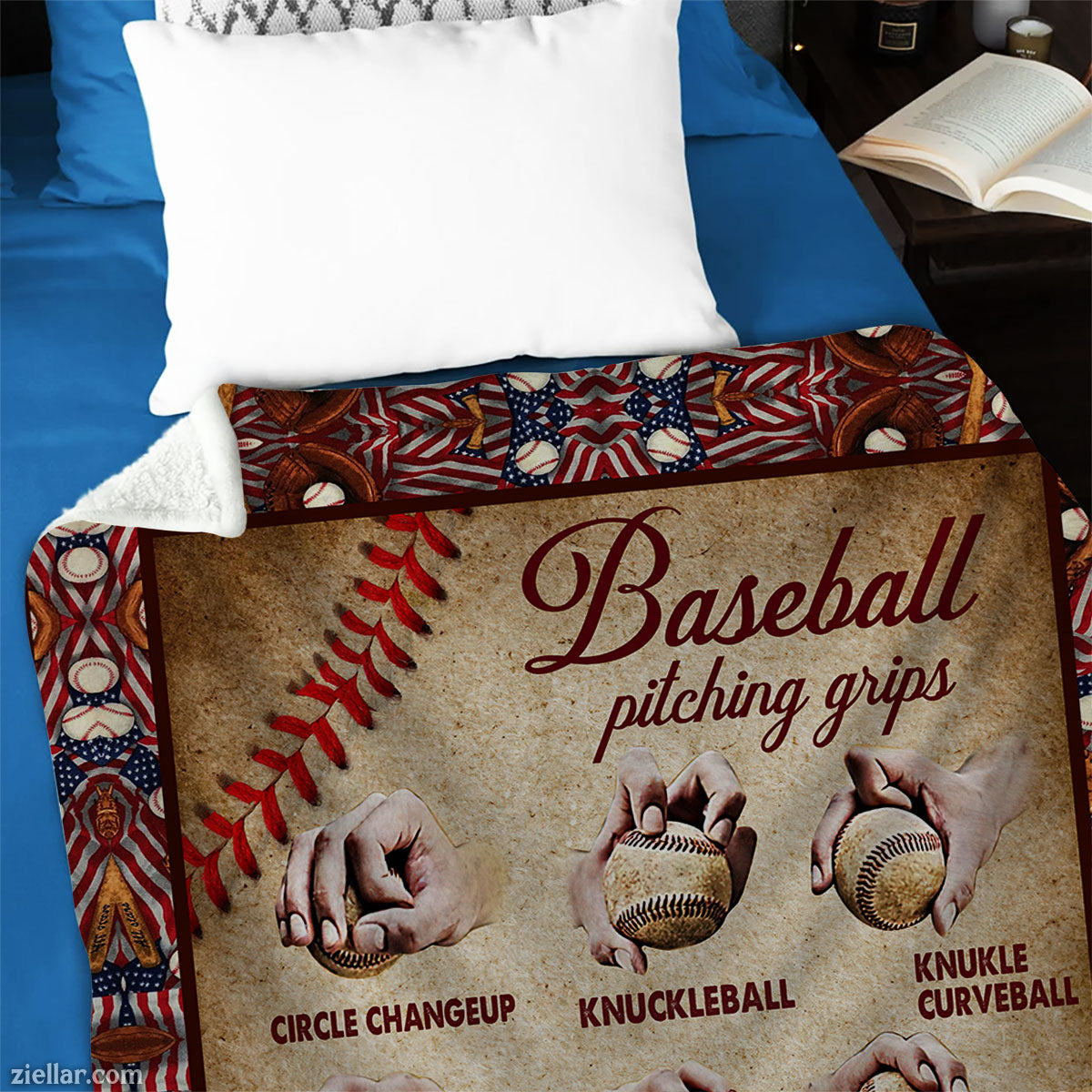 Baseball Pitch Types Quilt Blanket, Fleece Blanket Sports Fan Gift for Boys or Coaches