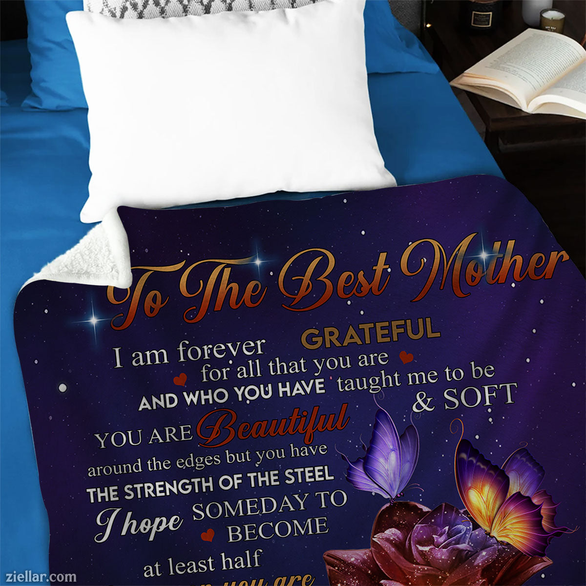 To The Best Mother Quilt Blanket, Fleece Blanket Rose Galaxy Art Gift from Daughter, Personalized