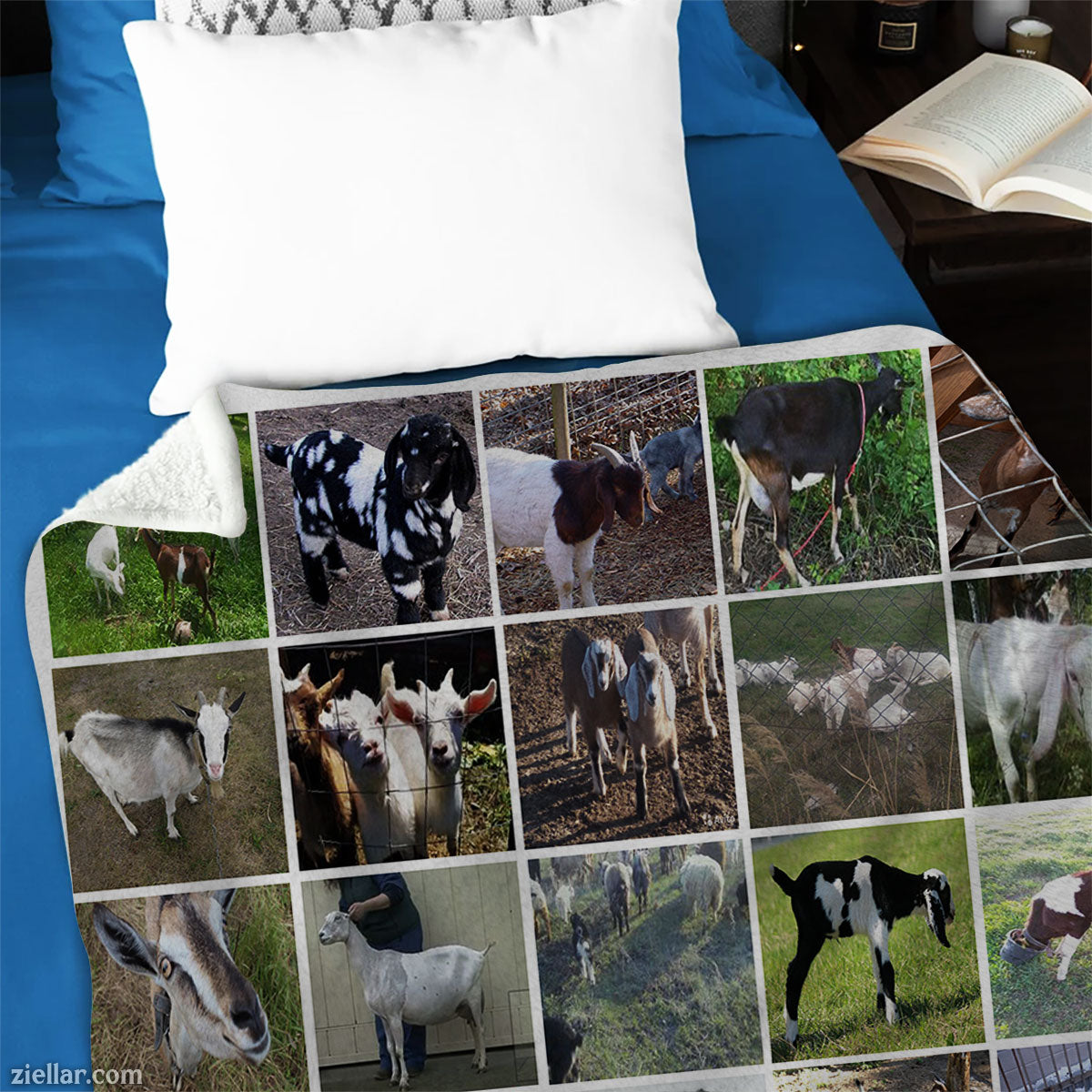 Farm Animal Photo Collage Quilt Blanket, Fleece Blanket Country Life Design