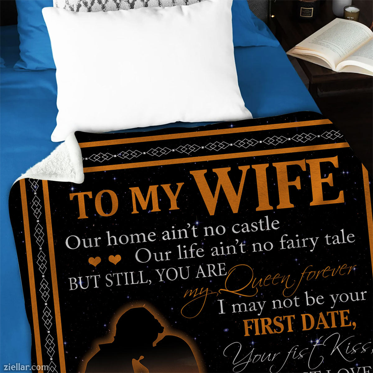 To My Wife Quilt Blanket, Fleece Blanket Romantic Dance Couple Gift for Anniversary