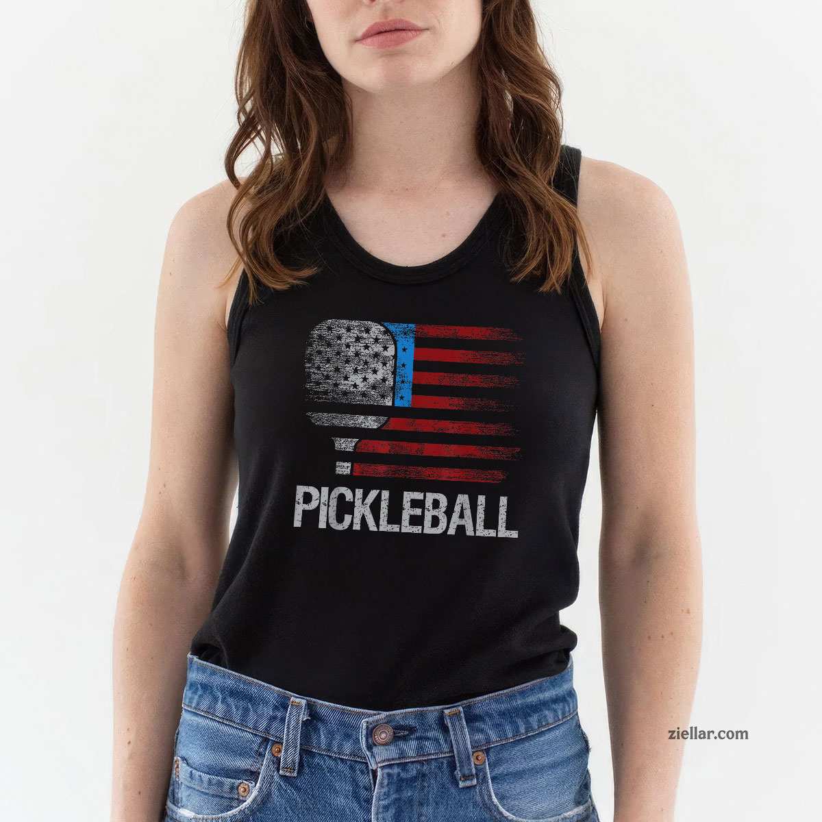 US Flag Pickleball Player Paddleball Lover Tank Top Shirt, Patriotic USA Independence Day Gift