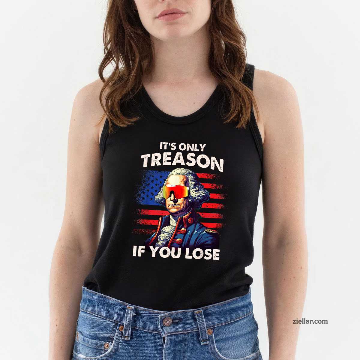 Funny 4th of July Shirt Washington Only Treason If You Lose Tank Top Shirt Tee for Men Women Unisex