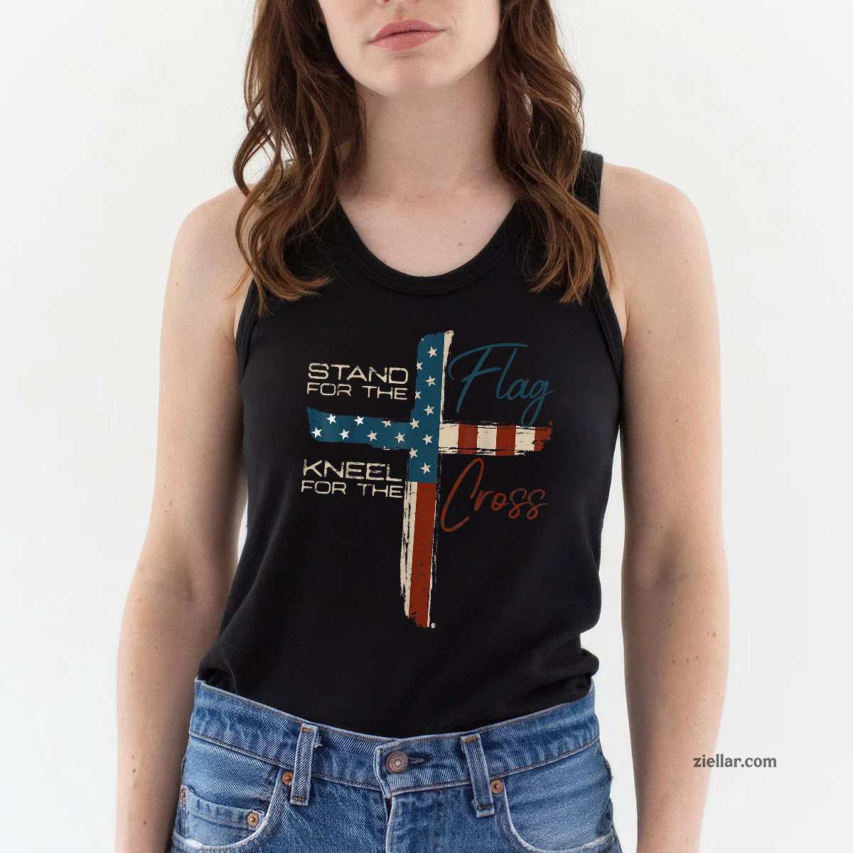 USA Flag Religious Quote 4th of July Christian Faith Tank Top Shirt Tee for Men Women Unisex
