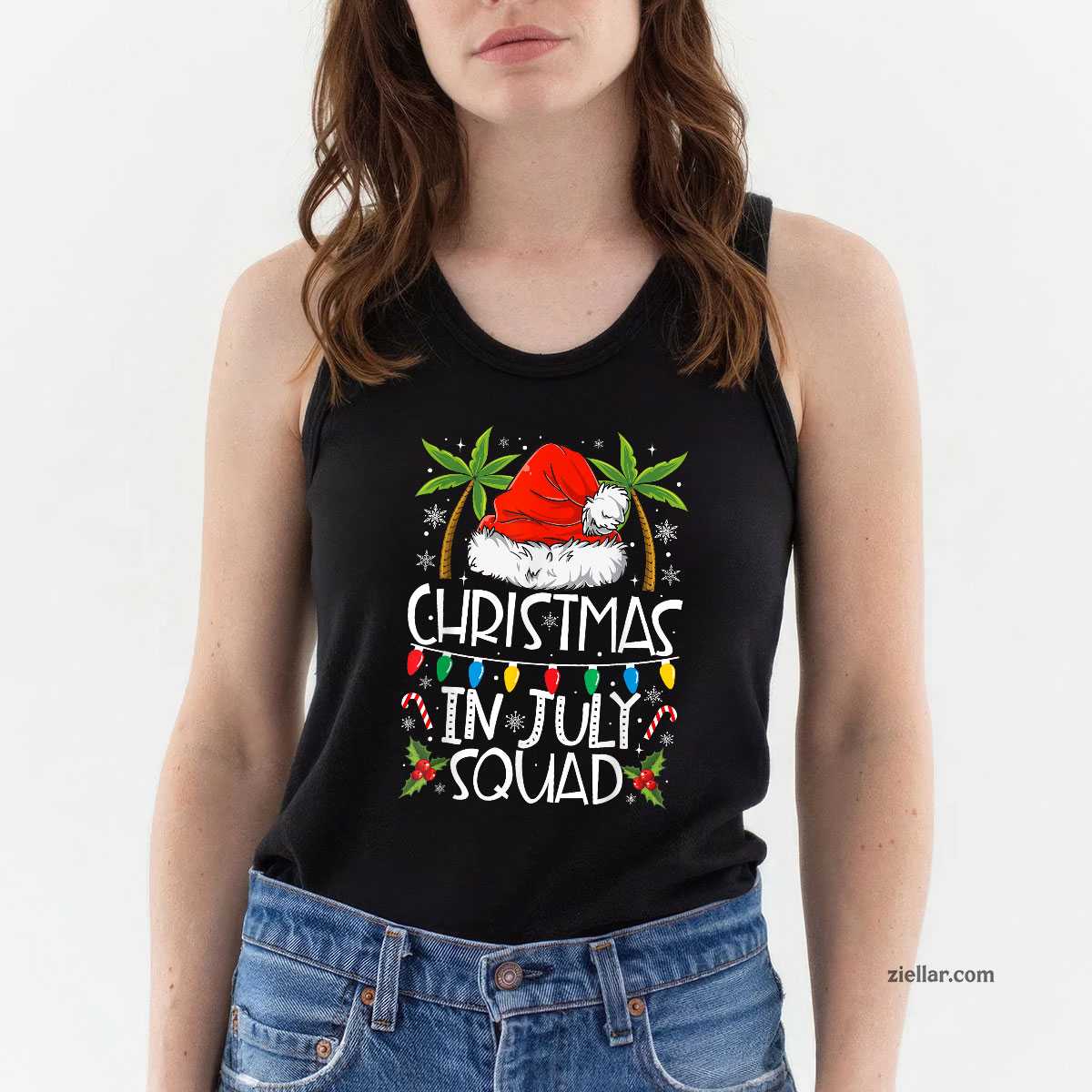 Christmas In July Squad Funny Summer Xmas Men Women Tank Top Shirt Funny Christmas in July Tee and Tank Top Shirt for Men Women Adults