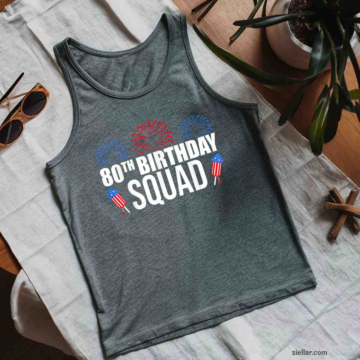 80th birthday squad, 4th of july matching fireworks Tank Top Shirt