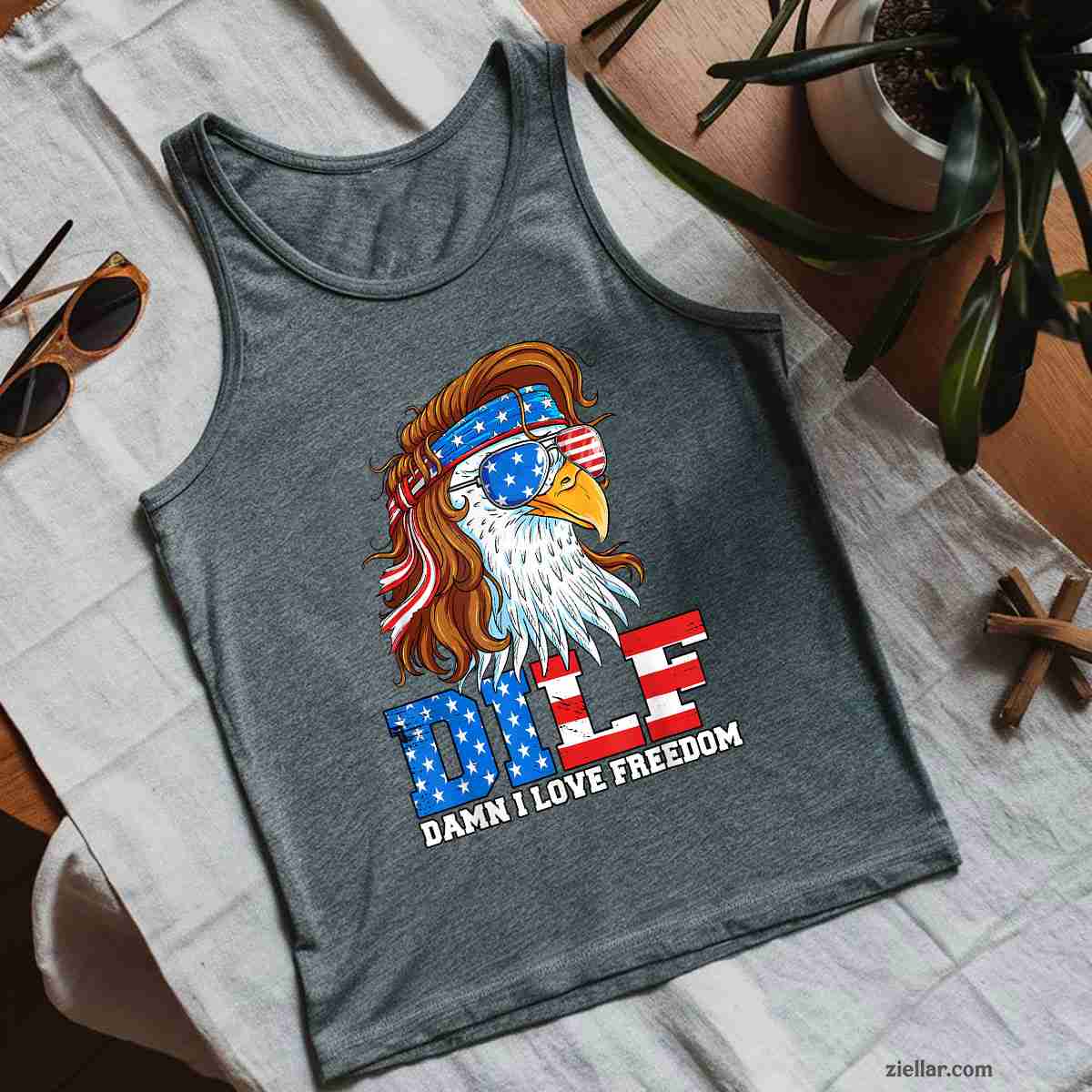 DILF Damn I Love Freedom Eagle Funny Patriotic 4th Of July Tank Top Shirt Tee for Men Women Unisex