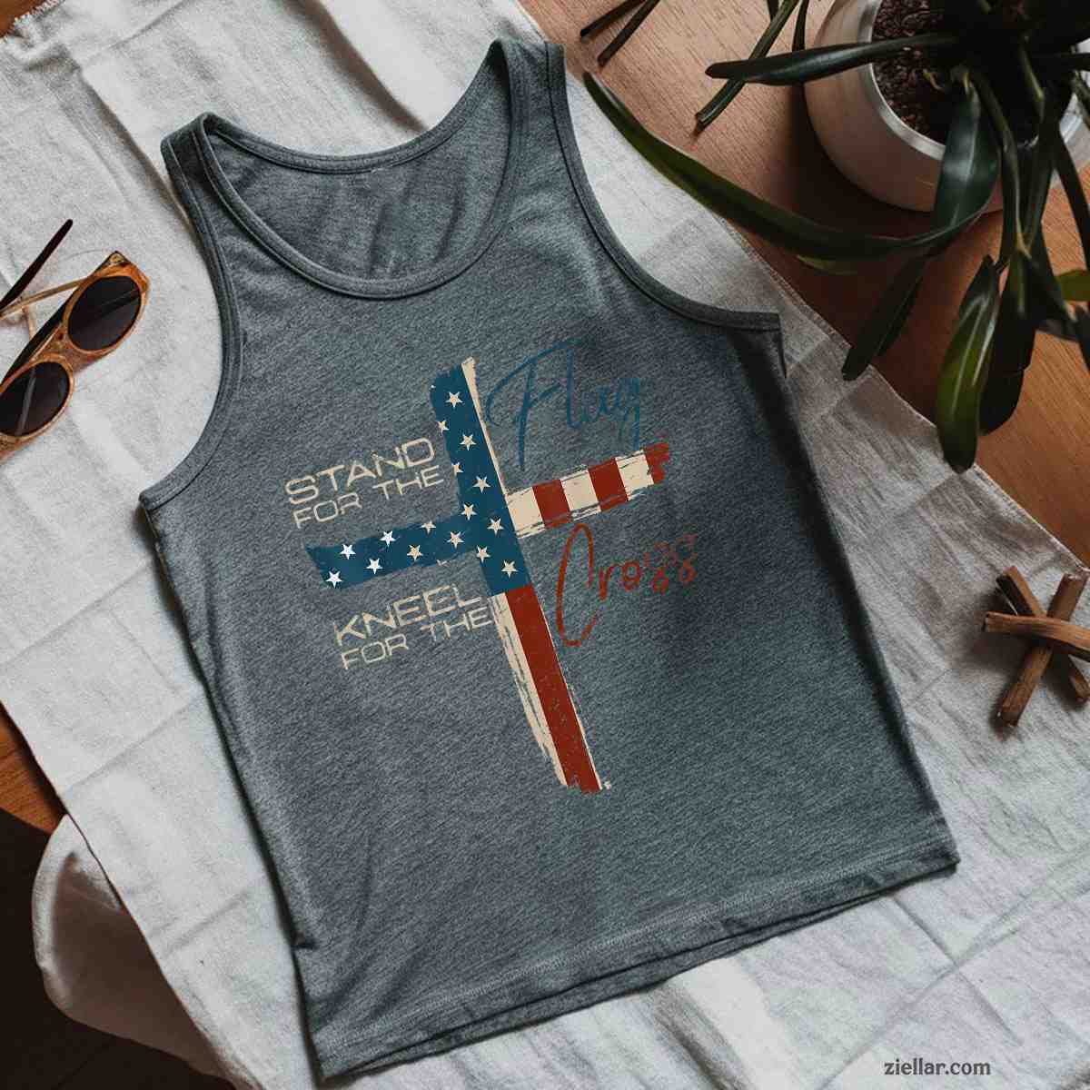 USA Flag Religious Quote 4th of July Christian Faith Tank Top Shirt Tee for Men Women Unisex