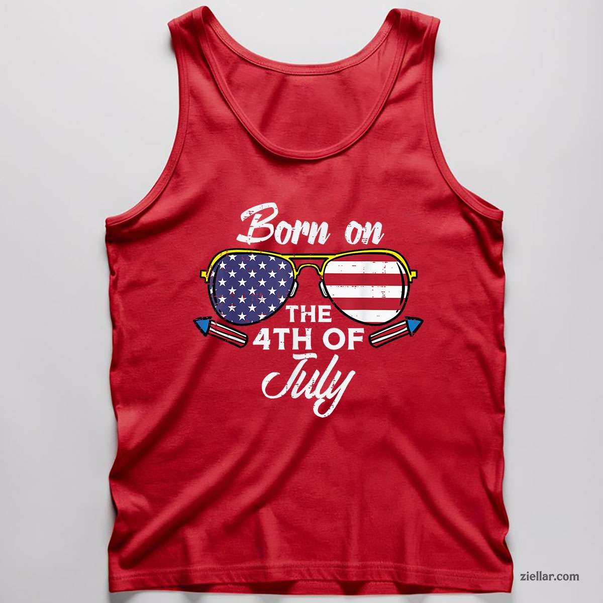 Born On The 4th Of July Sunglasses Fourth Birthday Patriot Tank Top Shirt