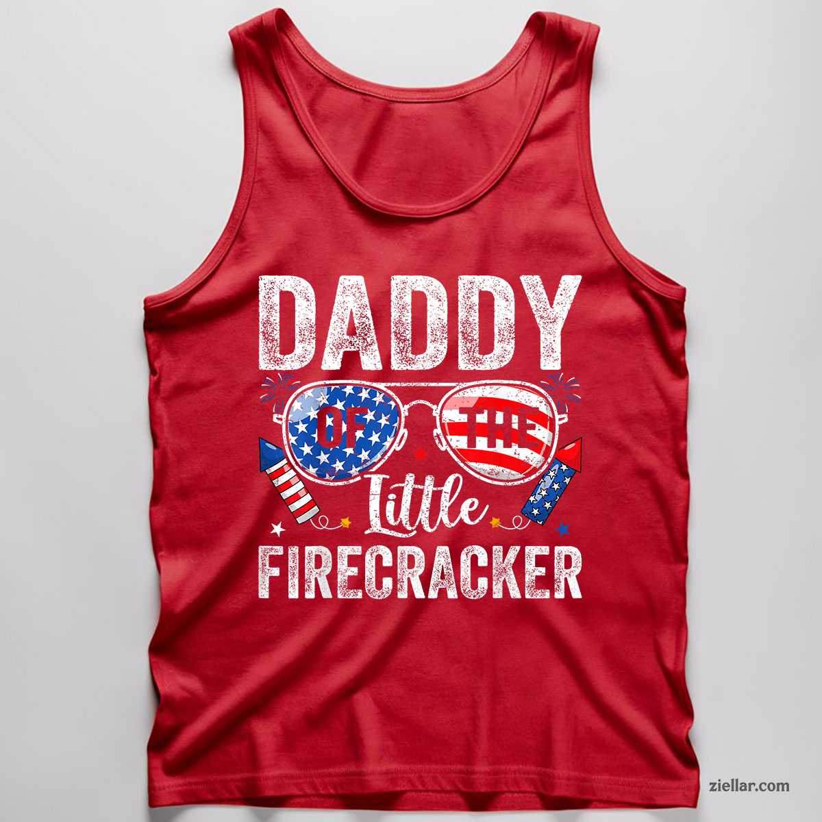 4th of July Birthday Dad Daddy Of The Little Firecracker Tank Top Shirt Tee Gift