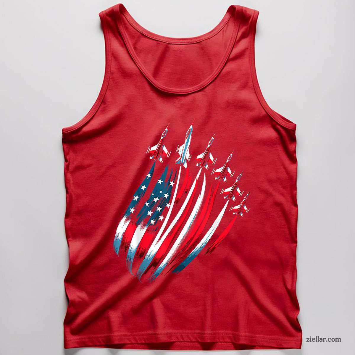 Patriotic USA Flag Fighter Jets 4th of July Tank Top Shirt Tee for Men Women Unisex