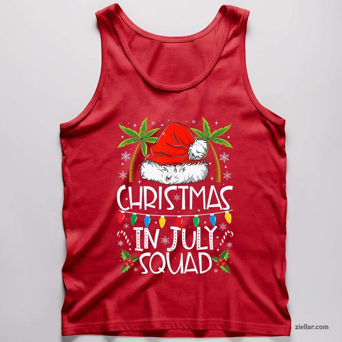 Christmas In July Squad Funny Summer Xmas Men Women Tank Top Shirt Funny Christmas in July Tee and Tank Top Shirt for Men Women Adults