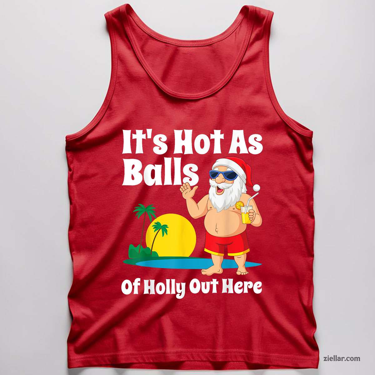 Funny Christmas In July Hot As Balls Santa Summer Party Gift Tank Top Shirt Funny Christmas in July Tee and Tank Top Shirt for Men Women Adults