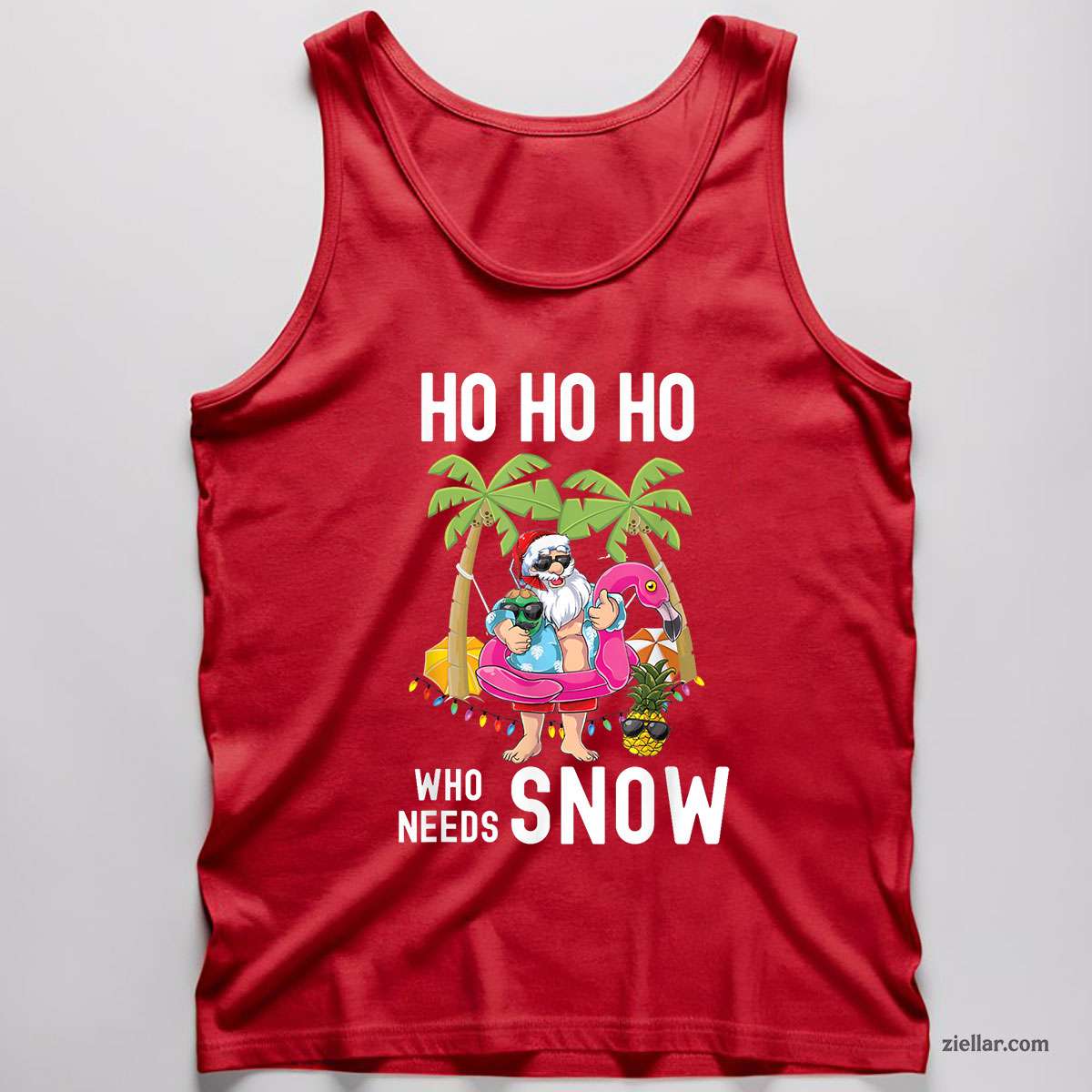 Christmas Palm Tree Santa Surfing Summer Beach Vacation Tank Top Shirt Funny Christmas in July Tee and Tank Top Shirt for Men Women Adults