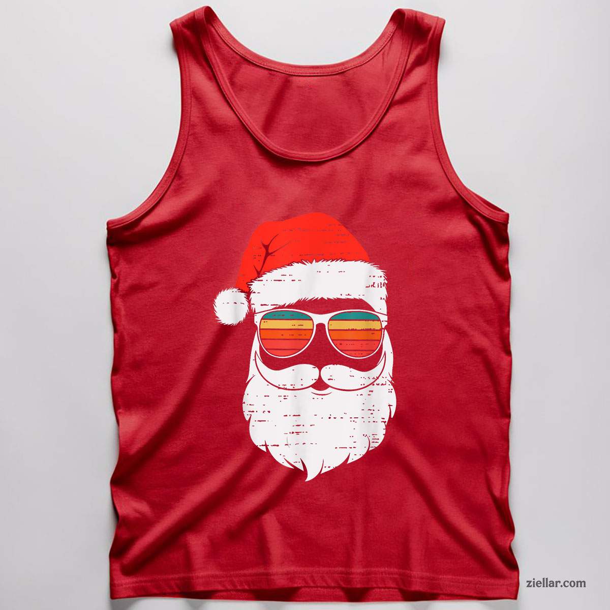 Retro Santa Face Sunglassed Christmas In July Summer Xmas Tank Top Shirt Funny Christmas in July Tee and Tank Top Shirt for Men Women Adults