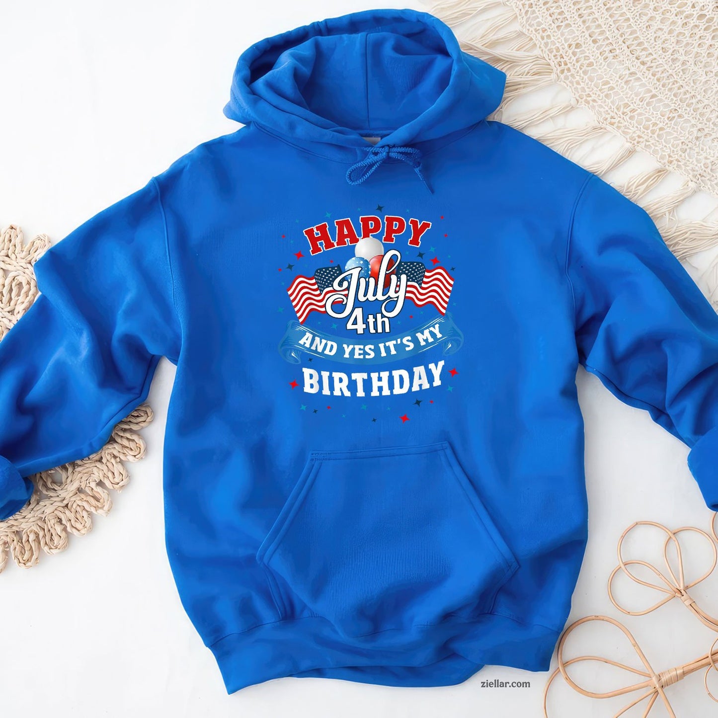 4th of July Birthday Shirt American Flag Happy Hoodie Shirt