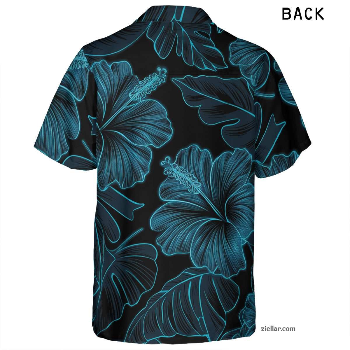 Aloha Hibiscus Hawaiian Shirt Tee, Black Blue Floral Beach Outfit Adults