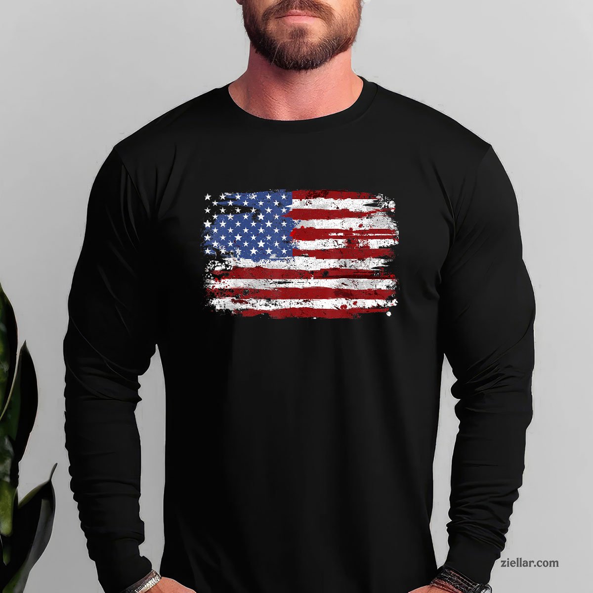 American Flag USA United States of America US 4th July Long Sleeve Shirt