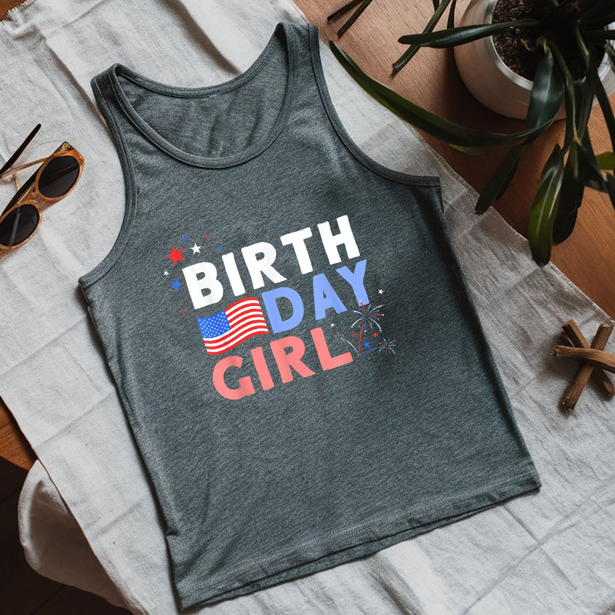Cute It's My Birthday 4th of July Design For Women Tank Top Shirt, Patriotic USA Independence Day Gift