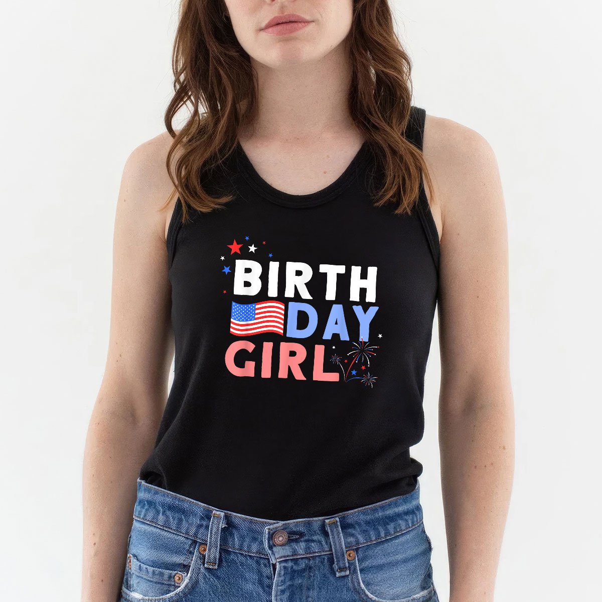 Cute It's My Birthday 4th of July Design For Women Tank Top Shirt, Patriotic USA Independence Day Gift