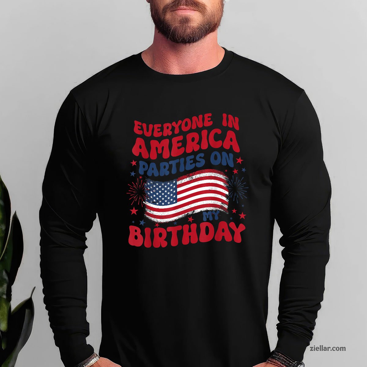 July 4th Birthday Long Sleeve Shirt, Patriotic USA Independence Day Gift
