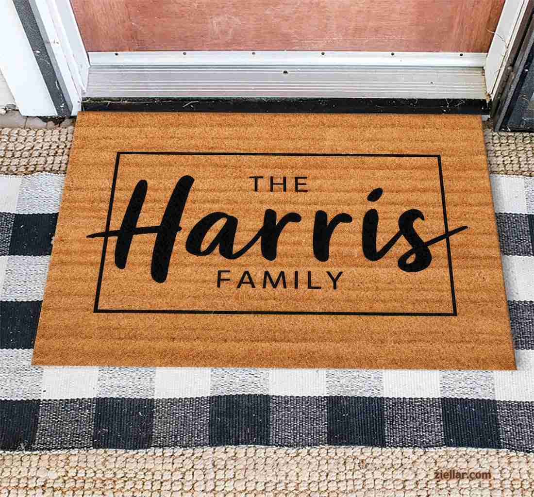 Personalized Coir Doormat with Family Name, Modern Style Entryway Accent