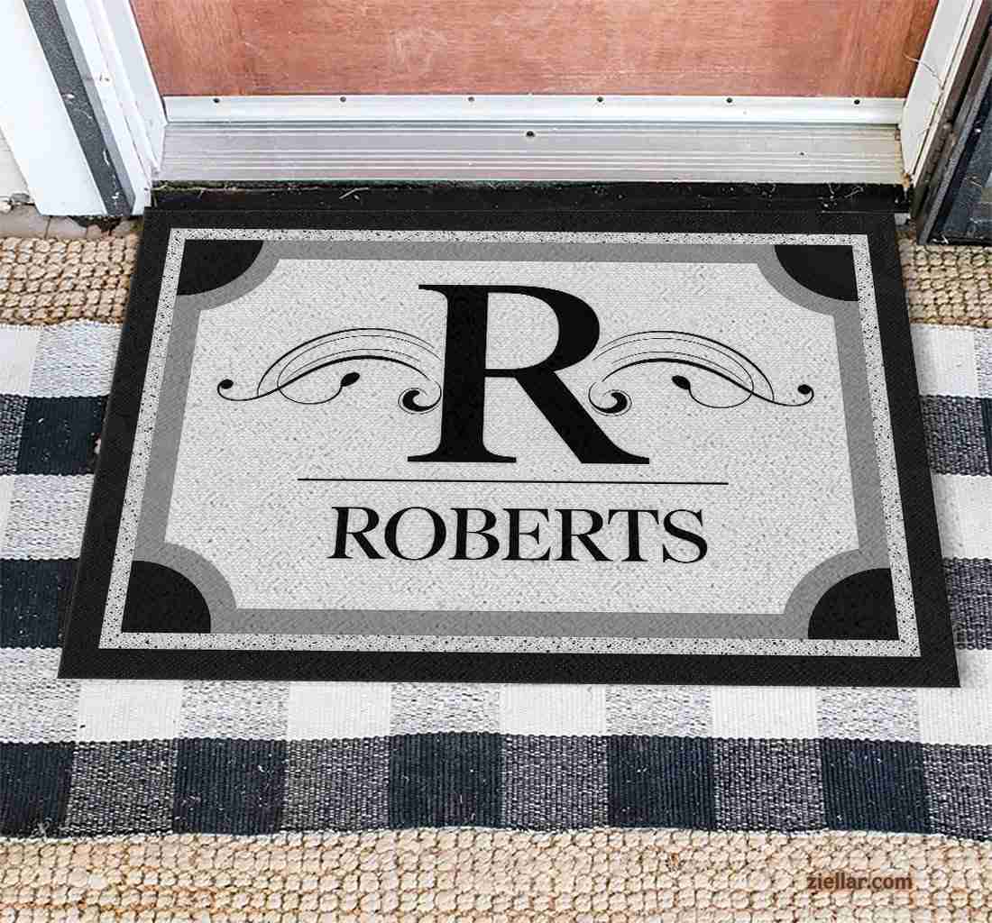 Personalized Monogram Doormat - Custom Family Name Rug for Elegant Home Entry