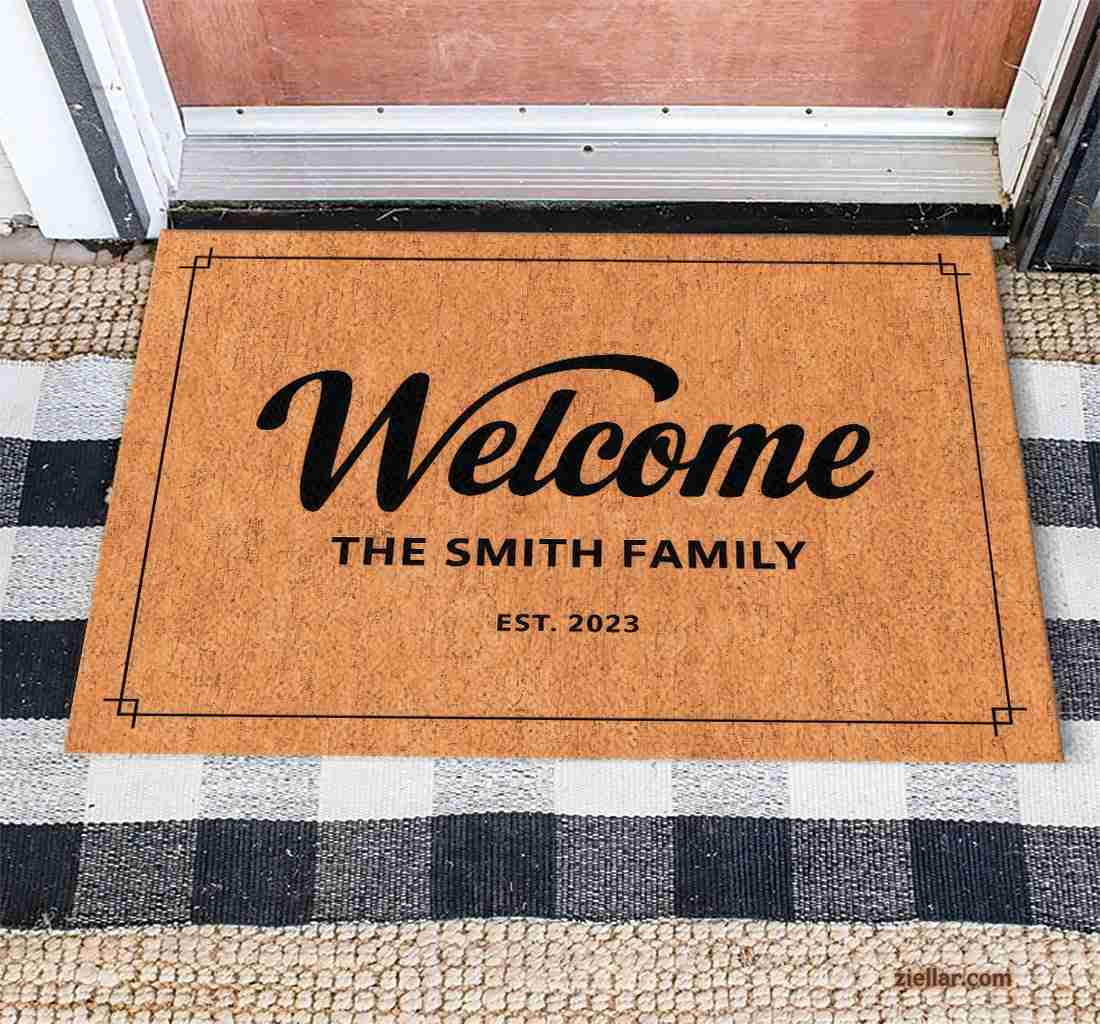 Personalized Family Name Doormat, Custom Welcome Mat for Rustic Home Decor