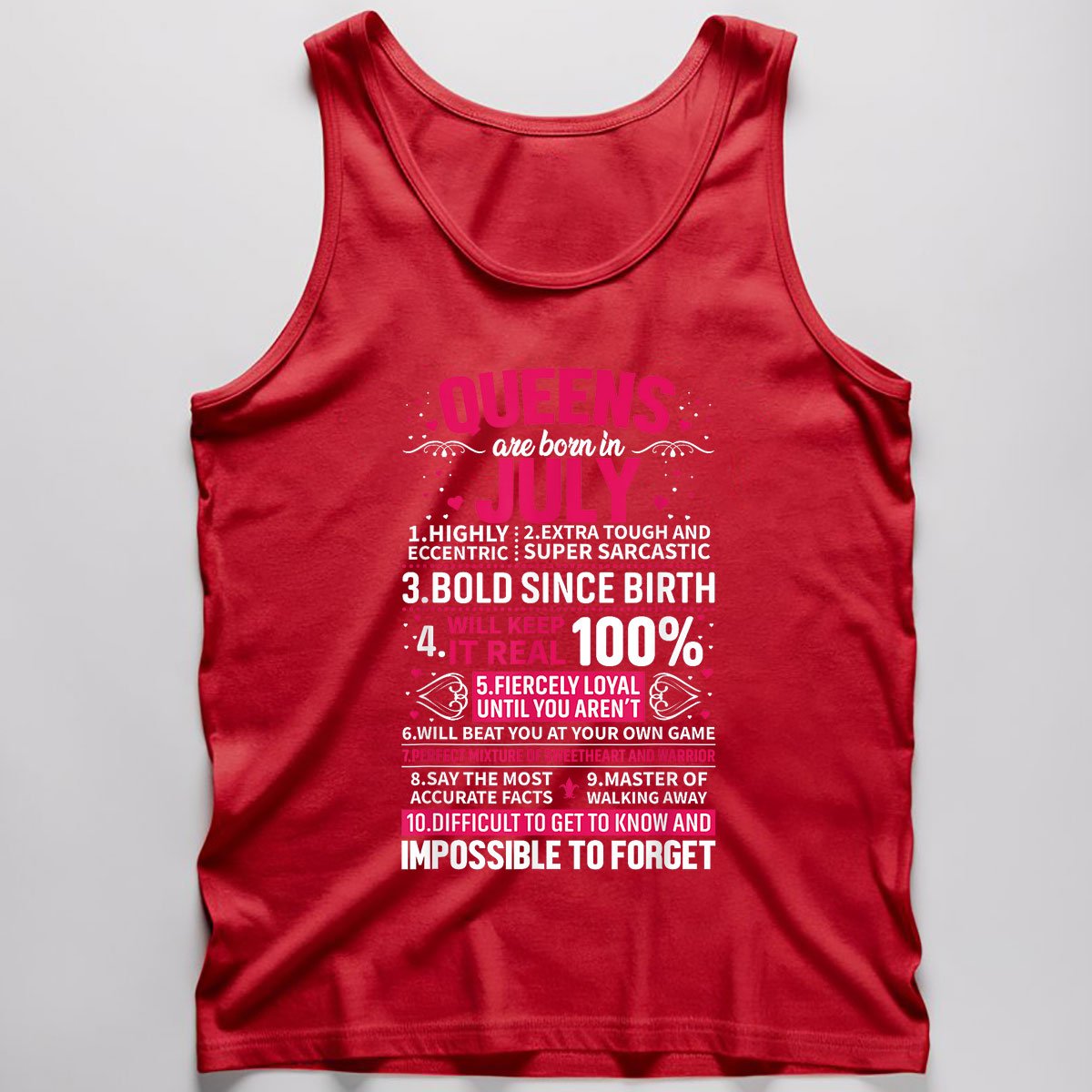Queens Are Born in July Tank Top Shirt, Patriotic USA Independence Day Gift