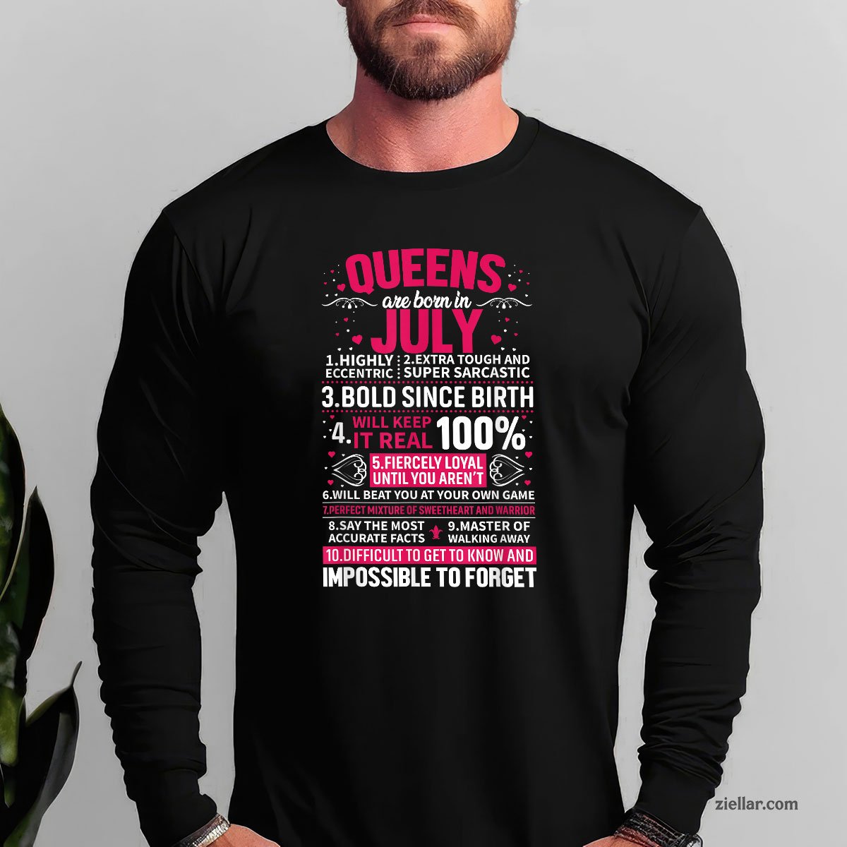 Queens Are Born in July Long Sleeve Shirt, Patriotic USA Independence Day Gift