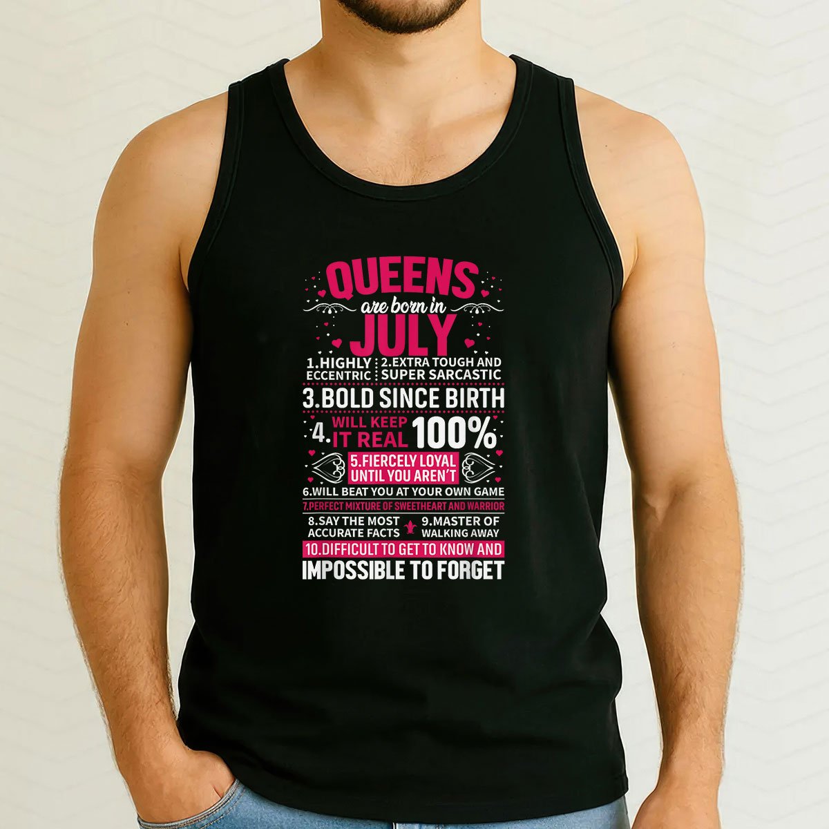 Queens Are Born in July Tank Top Shirt, Patriotic USA Independence Day Gift