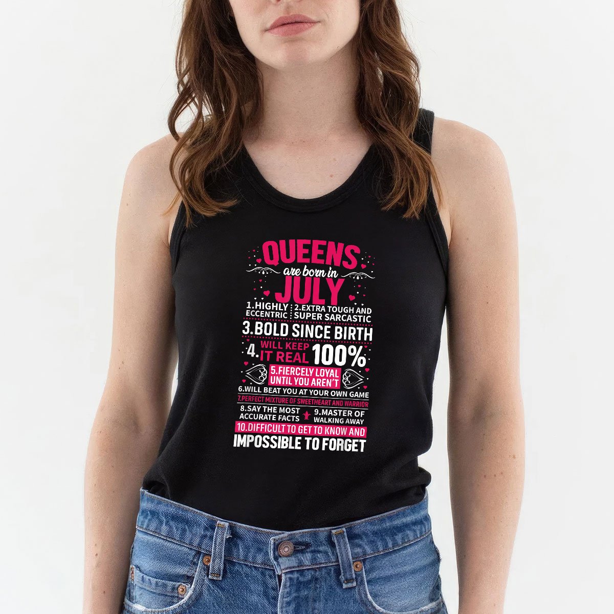 Queens Are Born in July Tank Top Shirt, Patriotic USA Independence Day Gift