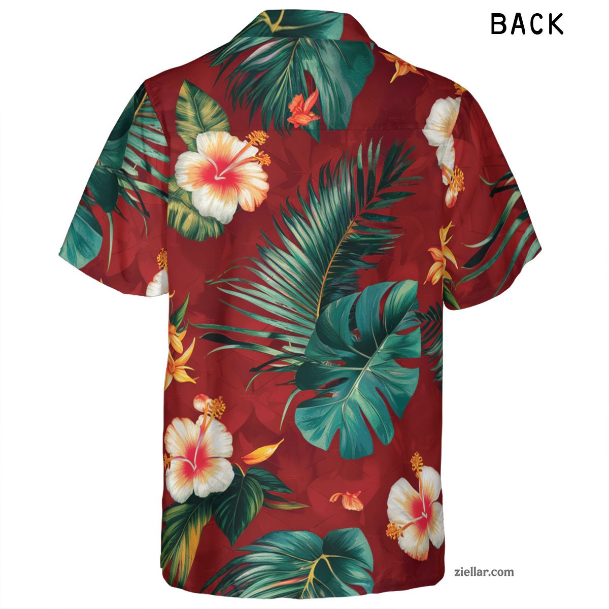 Red Flower Palm Hawaiian Shirt Tee, Summer Casual Vacation Shirt Unisex