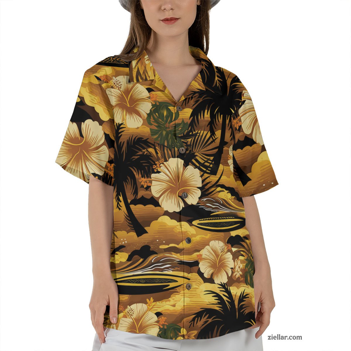 Short Sleeve Hawaiian Shirt and Tee, Beach Casual Button Down Shirt Men