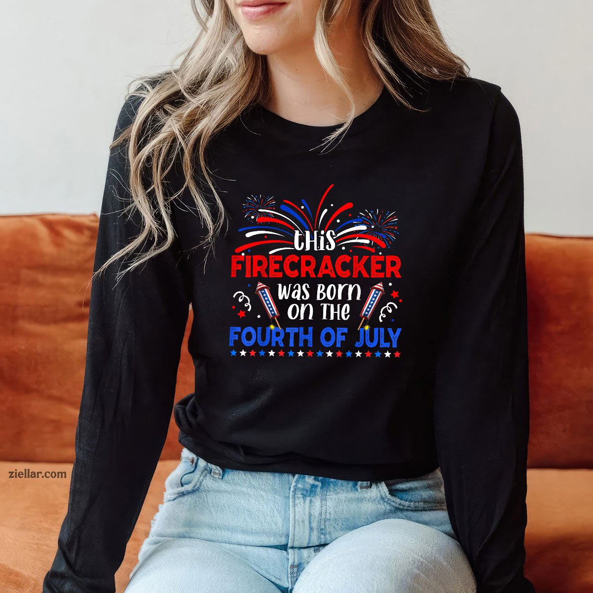 This Firecracker Was Born On The 4th Of July Firework B-day Long Sleeve Shirt